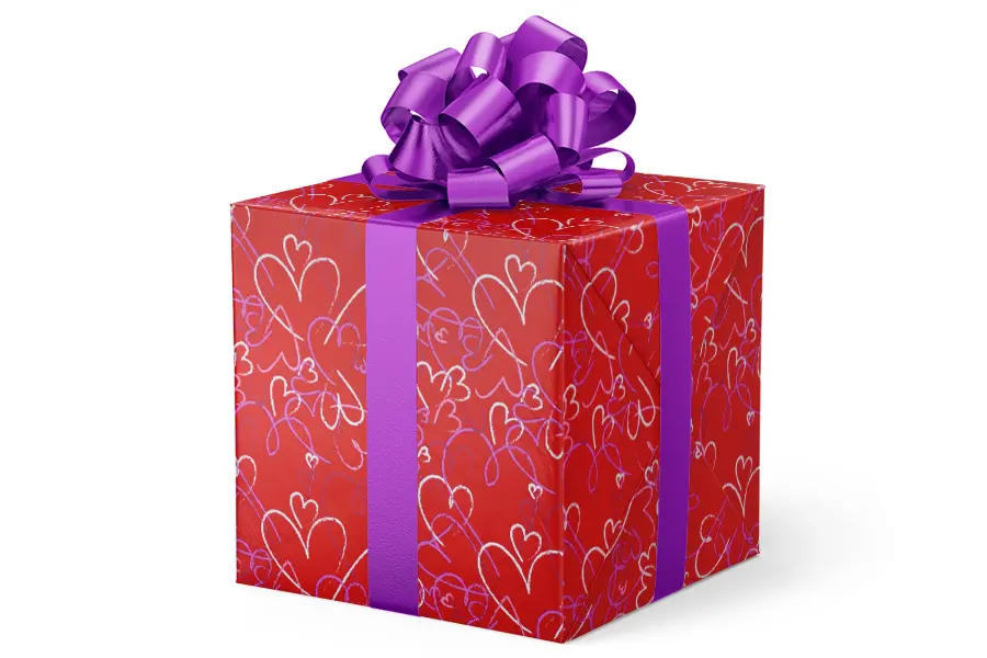 24W x 417 ft, Everyday Wrapping Paper, Heart Toss