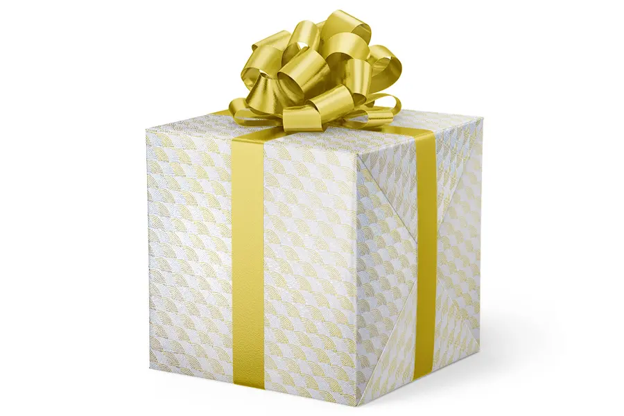 24W x 417 ft, Everyday Wrapping Paper, Gold-Silver Swirl