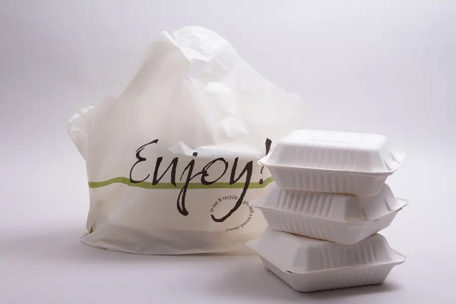 21W x 10D x 18H, Wavetop Plastic Take-Out Bags, Cream