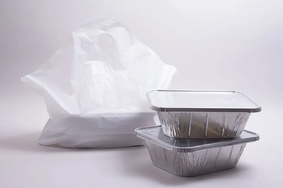 24W x 11D x 20H, Wavetop Plastic Take-Out Bags, White