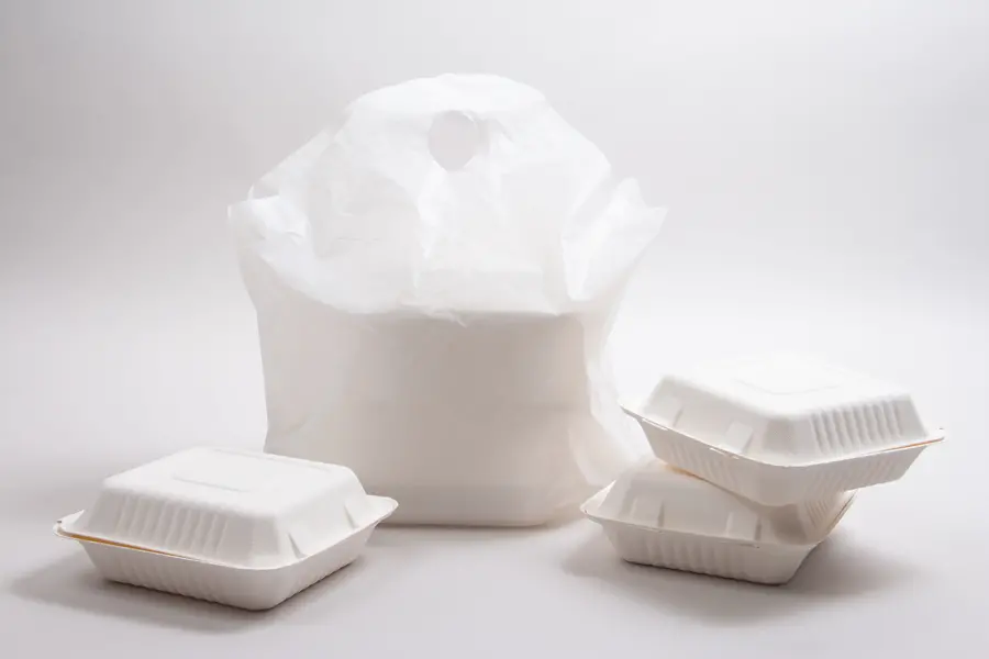 18W x 9D x 16H, Wavetop Plastic Take-Out Bags, White