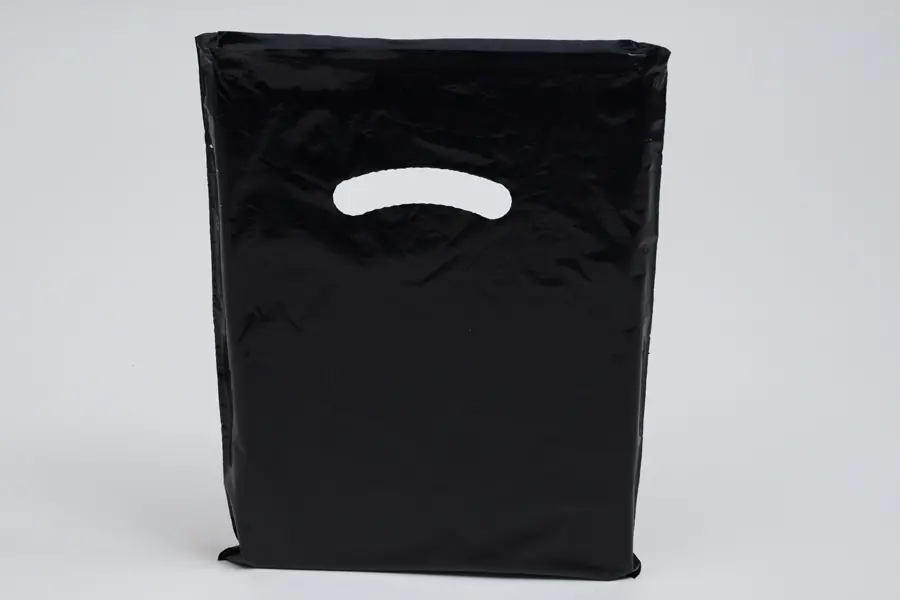 9W x 12H, Super Gloss Plastic Bags, Black Gloss
