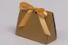 4-1/2L x 2W x 3-3/4H, Ribbon Tied Purse Gift Card Boxes, Matte Gold