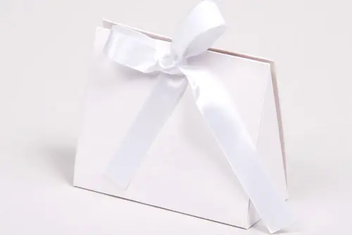 4-1/2L x 2W x 3-3/4H, Ribbon Tied Purse Gift Card Boxes, Gloss White