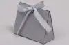 4-1/2L x 2W x 3-3/4H, Ribbon Tied Purse Gift Card Boxes, Silver