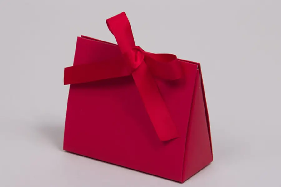 4-1/2L x 2W x 3-3/4H, Ribbon Tied Purse Gift Card Boxes, Red