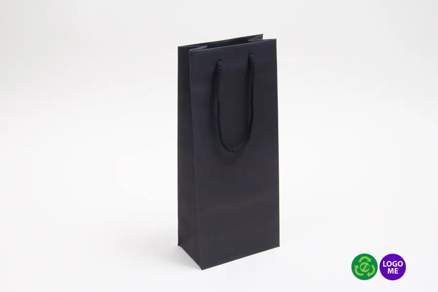 5-3/4W x 3-1/4D x 13H, Black Textured Paper Eurotote Bags