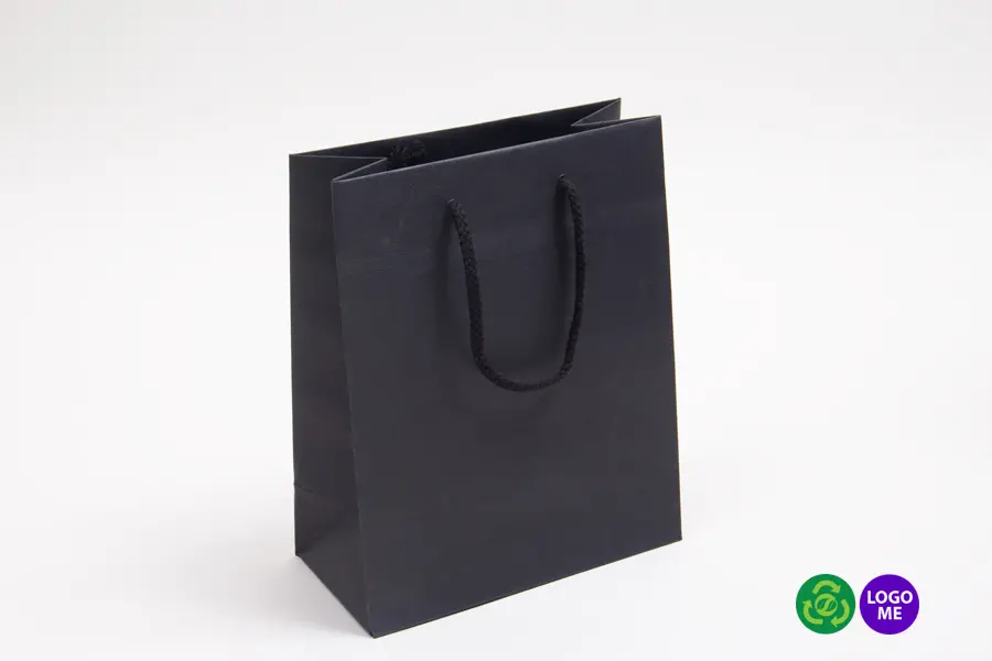 8W x 4D x 10H, Black Textured Paper Eurotote Bags