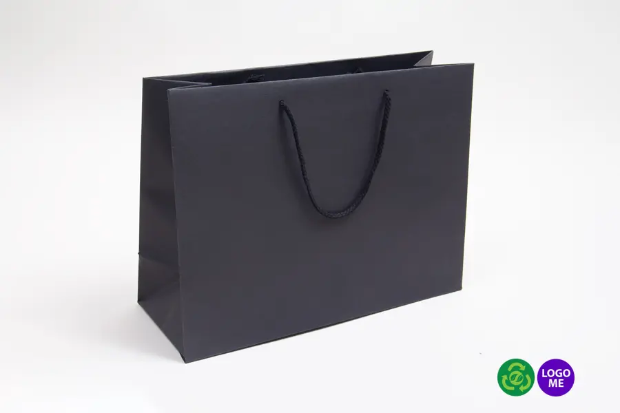 13W x 5D x 10H, Black Textured Paper Eurotote Bags