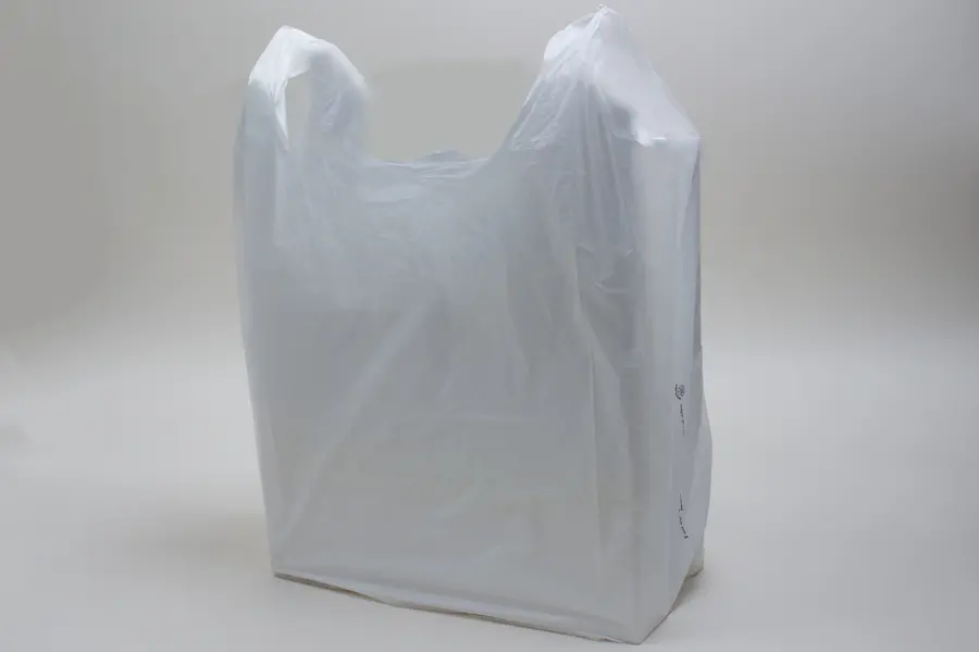 14W x 9D x 26H, Economy Plastic Shopping Bags - White, White