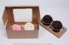 8L x 4W x 4H, Natural Kraft Bakery Boxes with Window, Natural Kraft