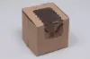 4L x 4W x 4H, Natural Kraft Bakery Boxes with Window, Natural Kraft