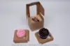 4L x 4W x 4H, Natural Kraft Bakery Boxes with Window, Natural Kraft