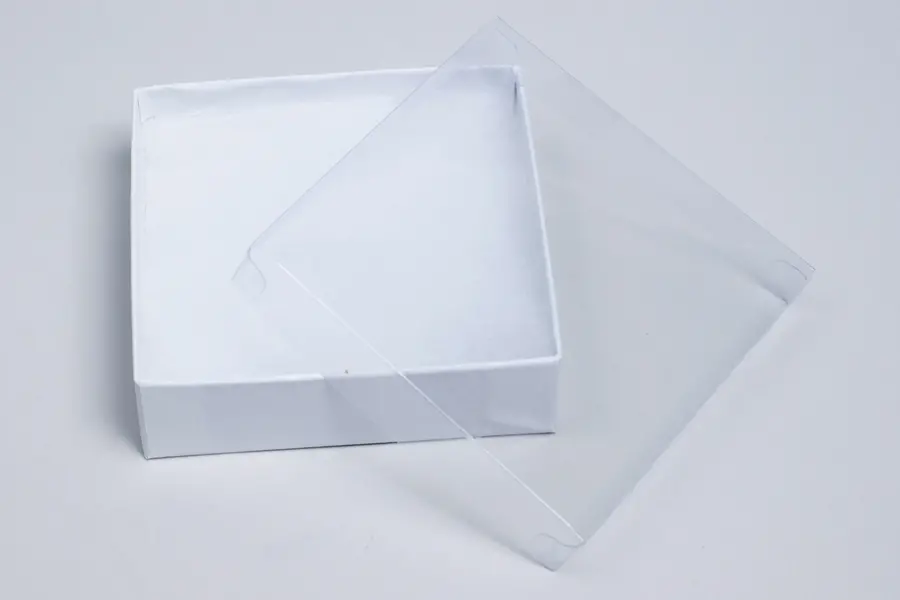 3-1/2L x 3-1/2W x 1H, Clear Top White Swirl Jewelry Boxes, White Swirl/Clear