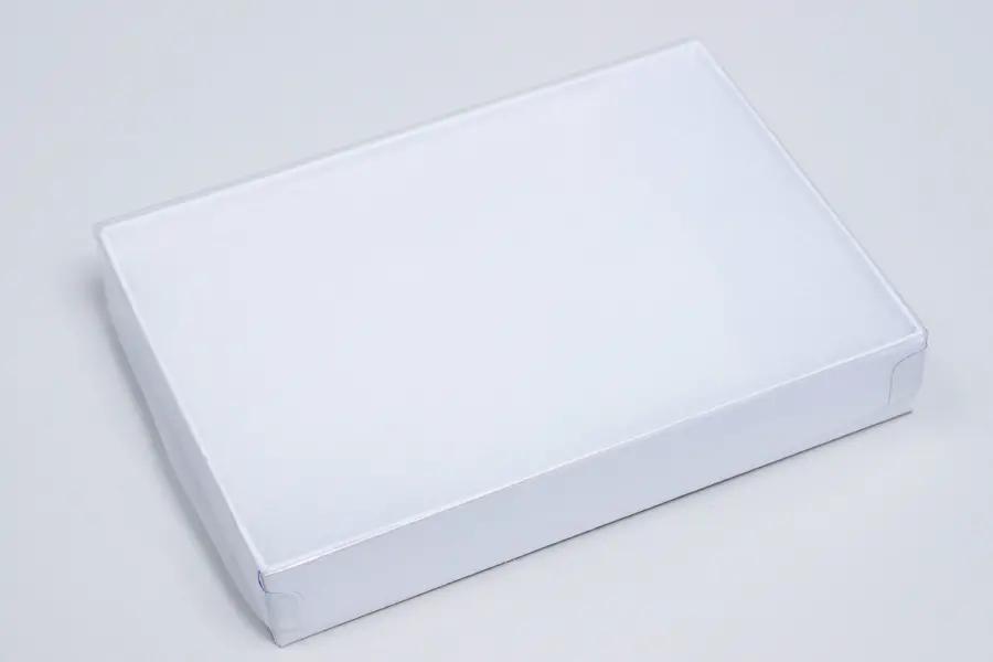 5-1/4L x 3-3/4W x 7/8H, Clear Top White Swirl Jewelry Boxes, White Swirl/Clear