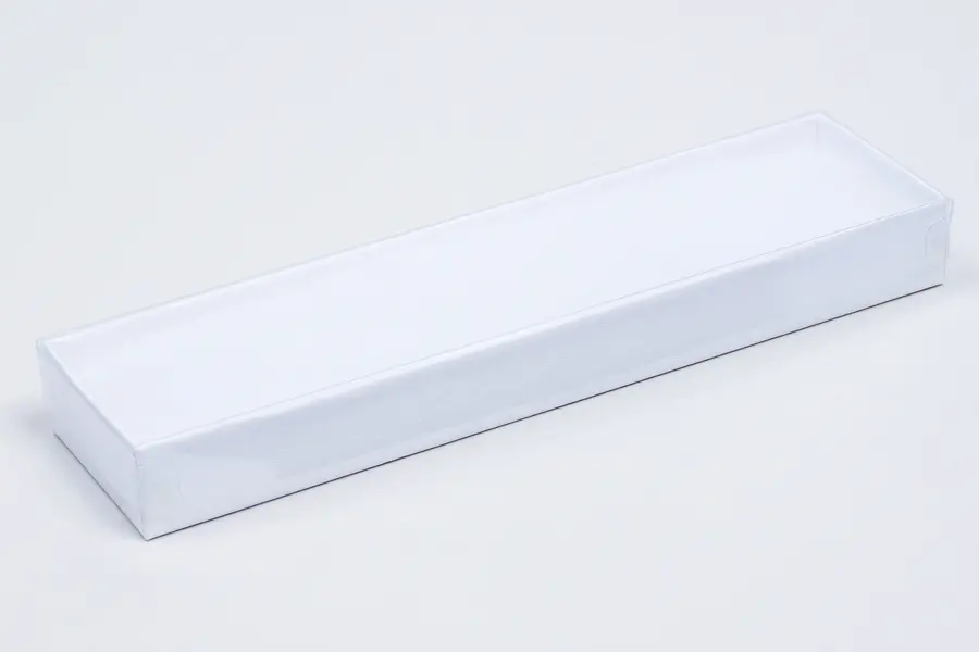 8L x 2W x 7/8H, Clear Top White Swirl Jewelry Boxes, White Swirl/Clear