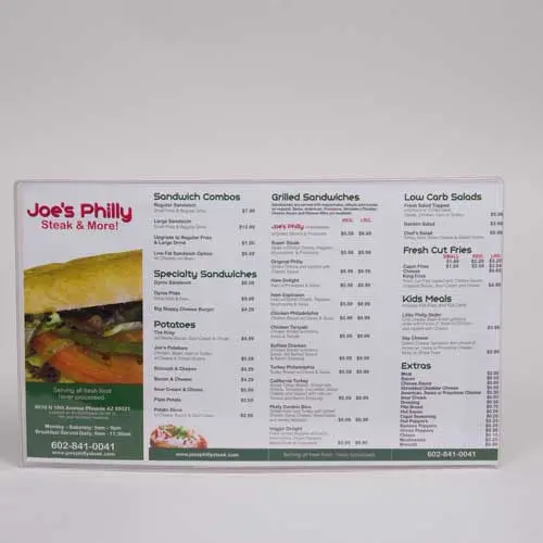 8-1/2W x 14L, Menu Sleeves, Insert Included, Clear