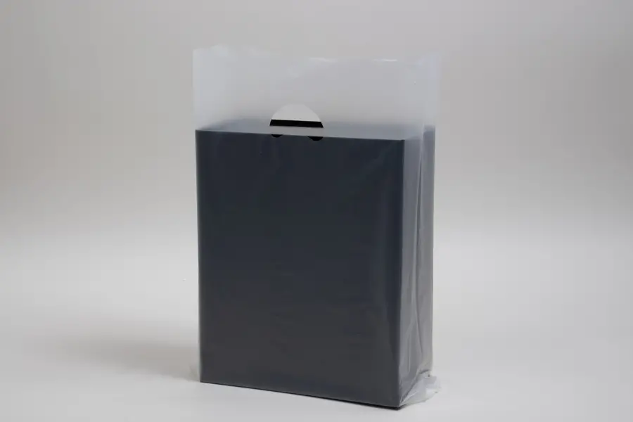 14W x 3D x 21H, Clear Frost Diecut Handle, Frosted Clear