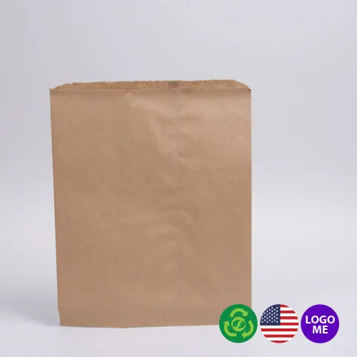 12W x 15L, Flat Plain Brown Kraft Merchandise Bags