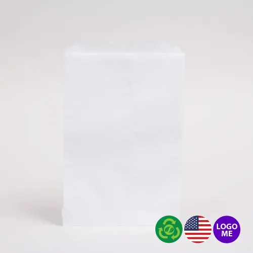 8-1/2W x 11L, Flat White Kraft Merchandise Bags