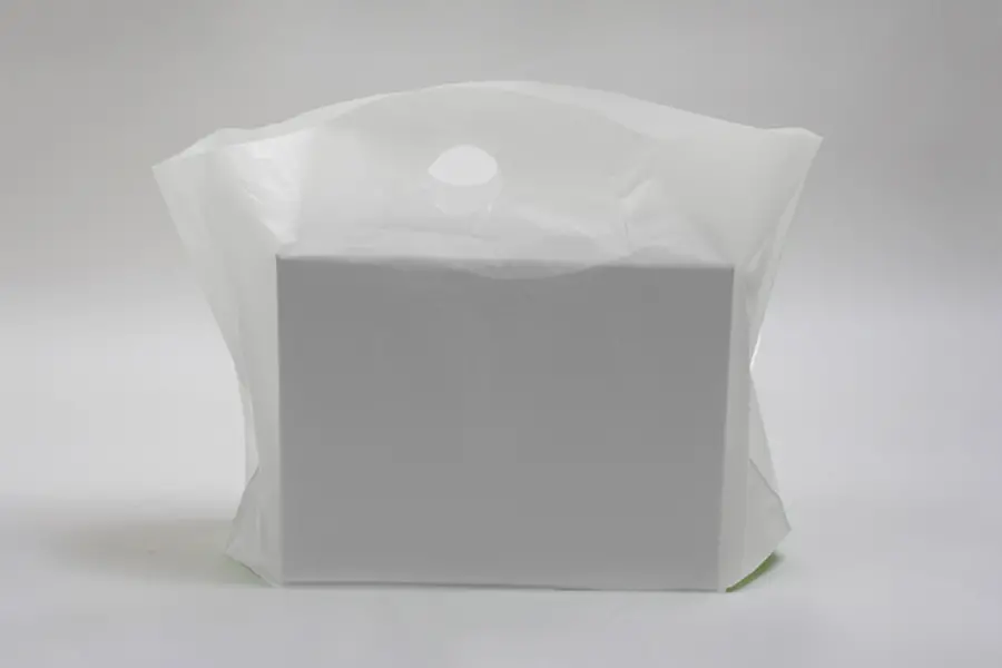 18W x 6D x 15H, Frosted Wavetop Plastic Shopping Bags, Frosted Clear
