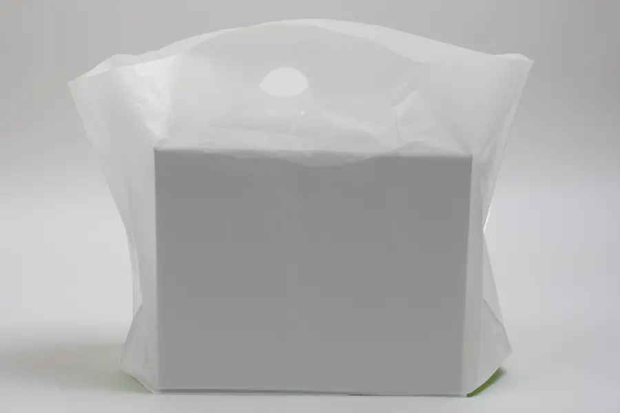 22W x 8D x 18H, Frosted Wavetop Plastic Shopping Bags, Frosted Clear