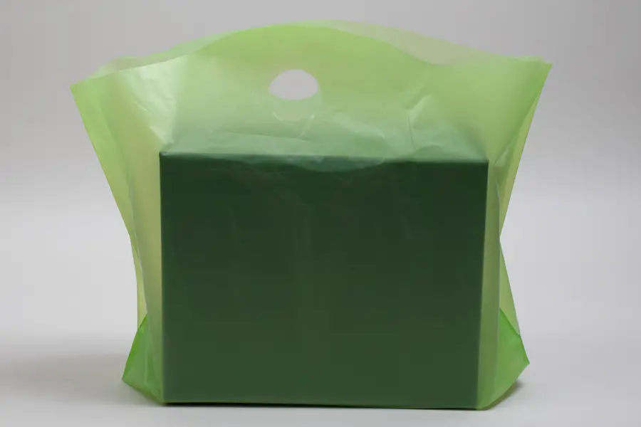 22W x 8D x 18H, Frosted Wavetop Plastic Shopping Bags, Citrus Green