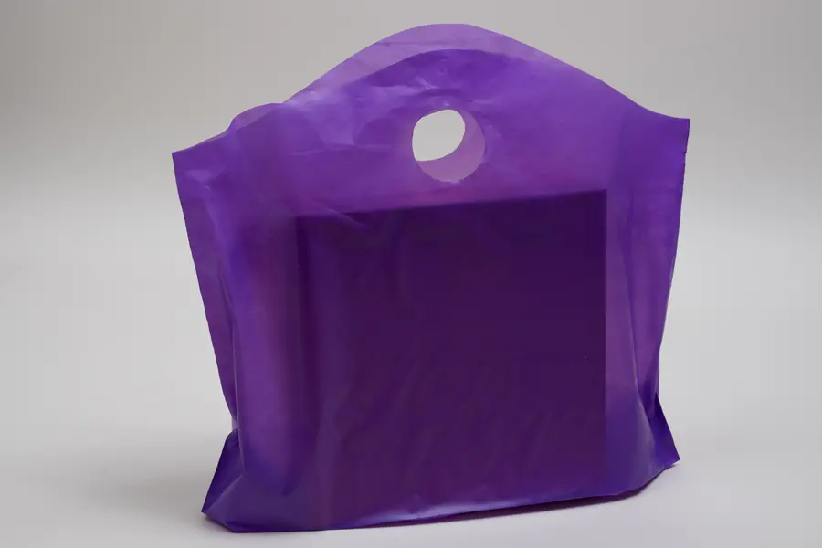 22W x 8D x 18H, Frosted Wavetop Plastic Shopping Bags, Grape Frost