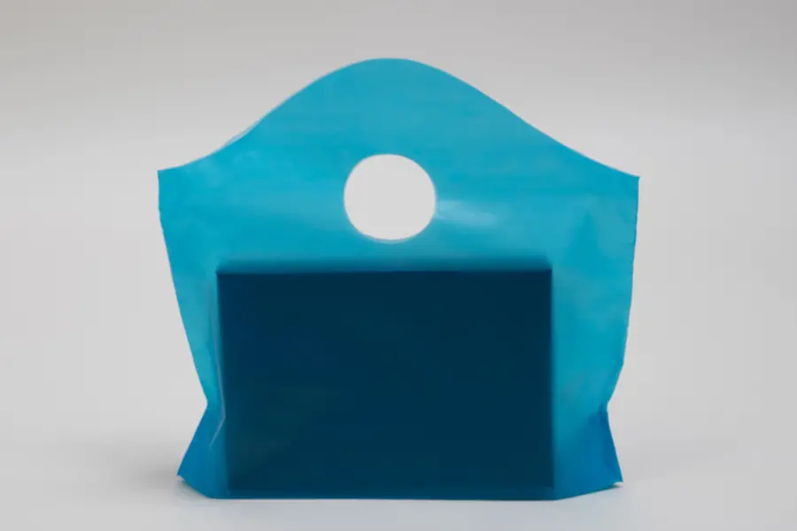 12W x 4D x 11H, Frosted Wavetop Plastic Shopping Bags, Lagoon