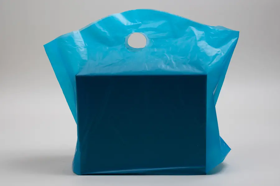 22W x 8D x 18H, Frosted Wavetop Plastic Shopping Bags, Lagoon