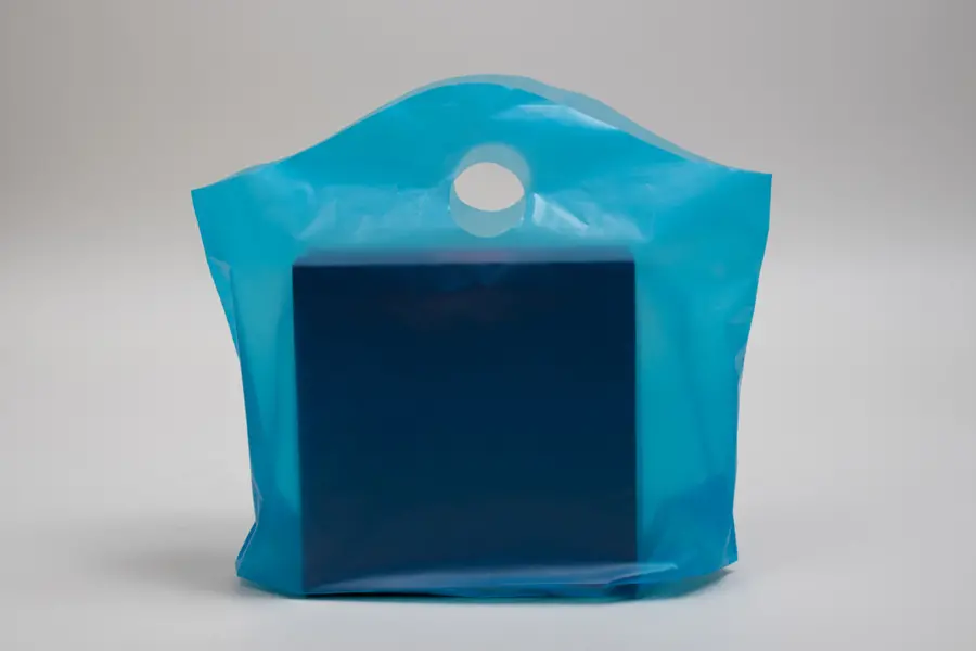 18W x 6D x 15H, Frosted Wavetop Plastic Shopping Bags, Lagoon
