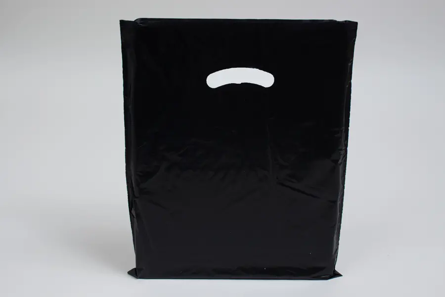 12W x 15H, Super Gloss Plastic Bags, Black Gloss