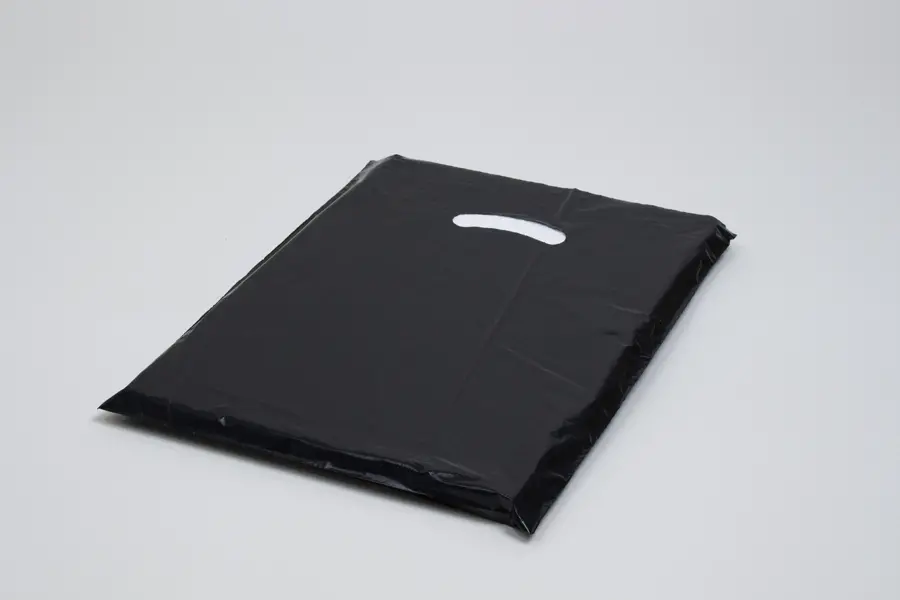 12W x 15H, Super Gloss Plastic Bags, Black Gloss
