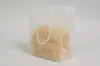 8W x 5D x 10H, Rope Handled Plastic Take-Out Bags, Frosted Clear
