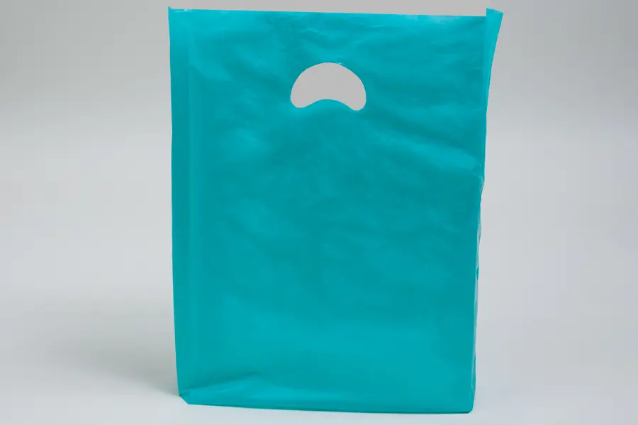 13W x 3D x 21H, Economy Plastic Shopping Bags - Colors, Teal
