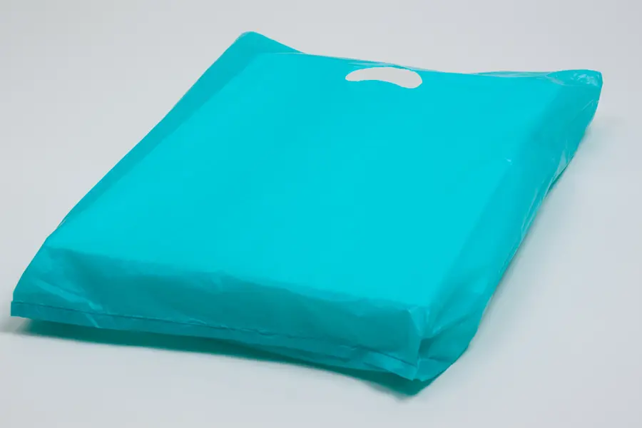 13W x 3D x 21H, Economy Plastic Shopping Bags - Colors, Teal