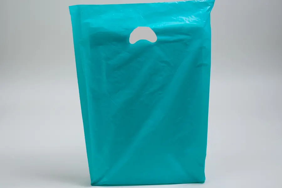 16W x 3D x 21H, Economy Plastic Shopping Bags - Colors, Teal