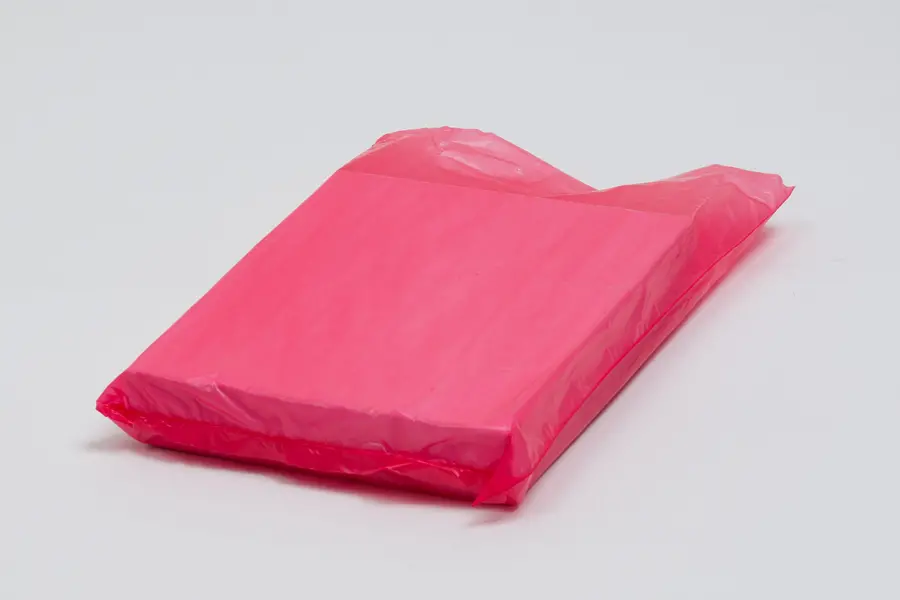 6-1/2W x 9-1/2H, Economy Plastic Shopping Bags - Colors, Red