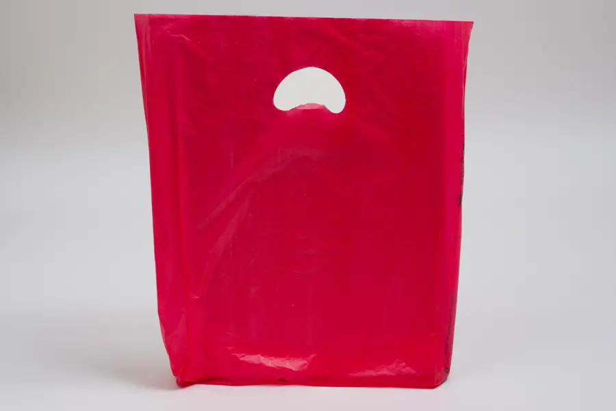 12W x 3D x 18H, Economy Plastic Shopping Bags - Colors, Red