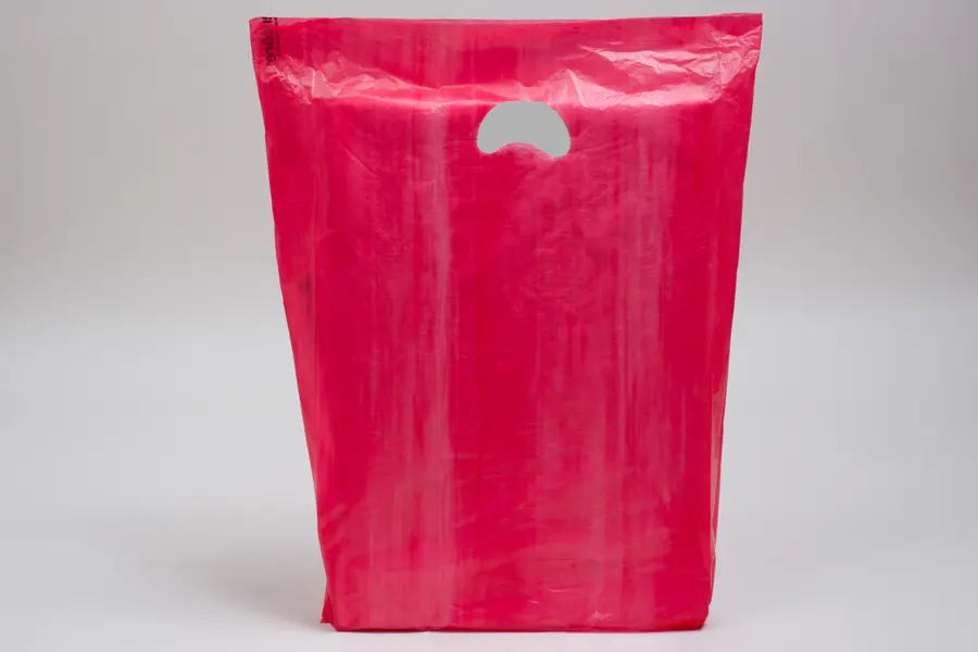 13W x 3D x 21H, Economy Plastic Shopping Bags - Colors, Red