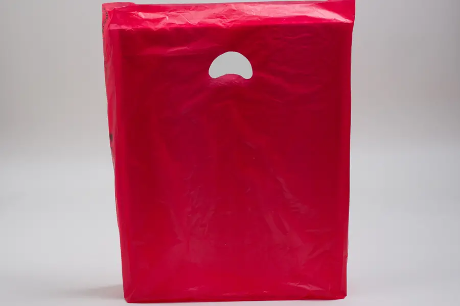 16W x 4D x 24H, Economy Plastic Shopping Bags - Colors, Red