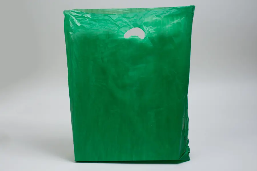 16W x 4D x 24H, Economy Plastic Shopping Bags - Colors, Dark Green