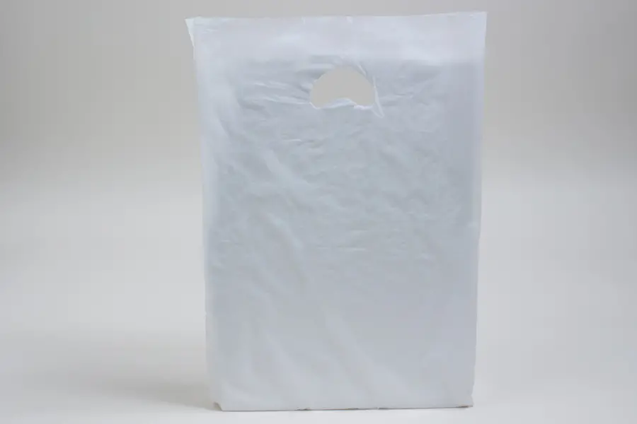13W x 3D x 21H, Economy Plastic Shopping Bags - White, White
