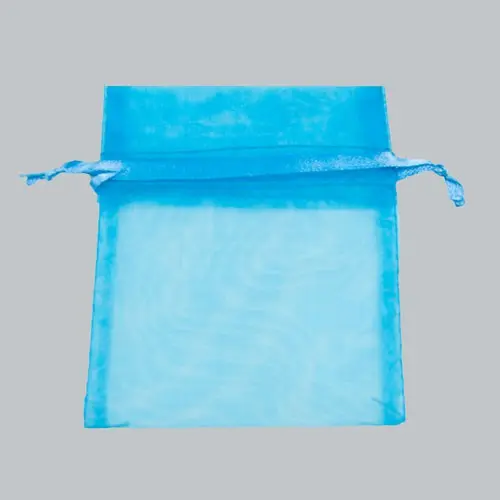 3W x 4H, Sheer Organza Satin Cord Gift and Wine Pouches, Turquoise