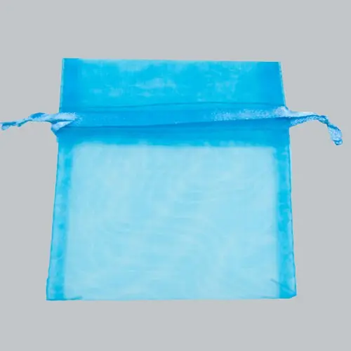 5W x 7H, Sheer Organza Satin Cord Gift and Wine Pouches, Turquoise