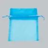 3W x 4H, Sheer Organza Satin Cord Gift and Wine Pouches, Turquoise