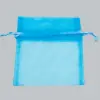 5W x 7H, Sheer Organza Satin Cord Gift and Wine Pouches, Turquoise