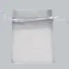 4W x 6H, Sheer Organza Satin Cord Gift and Wine Pouches, Silver