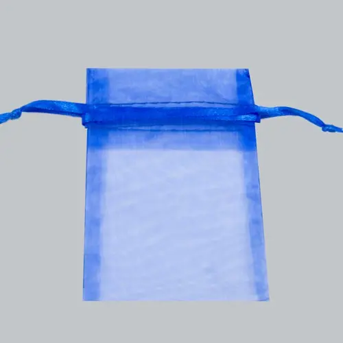 4W x 6H, Sheer Organza Satin Cord Gift and Wine Pouches, Royal Blue