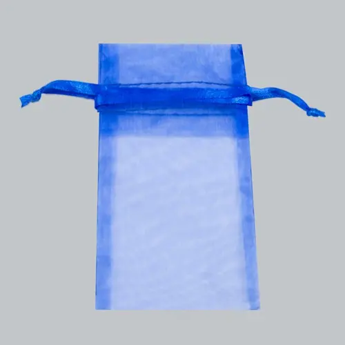 6W x 10H, Sheer Organza Satin Cord Gift and Wine Pouches, Royal Blue